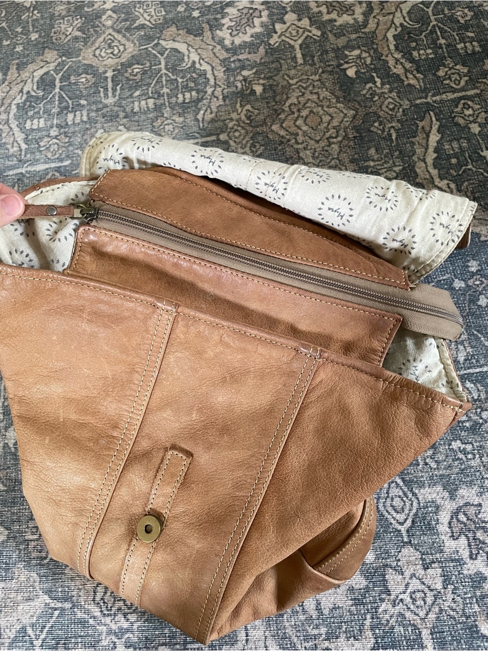 Camel Colored Leather Backpack Purse by Myra Bag - Picture 4 of 4